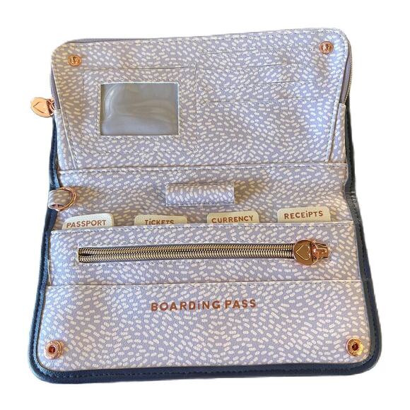 Travel Wallet in Navy Blue with Gold Accents - Picture 3 of 5